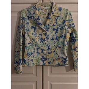 Talbots‎ Petites Women's Floral Print Button Front Jacket Petite P